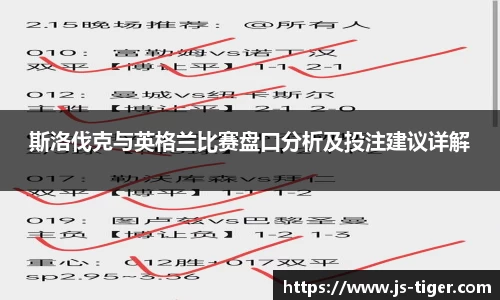 斯洛伐克与英格兰比赛盘口分析及投注建议详解